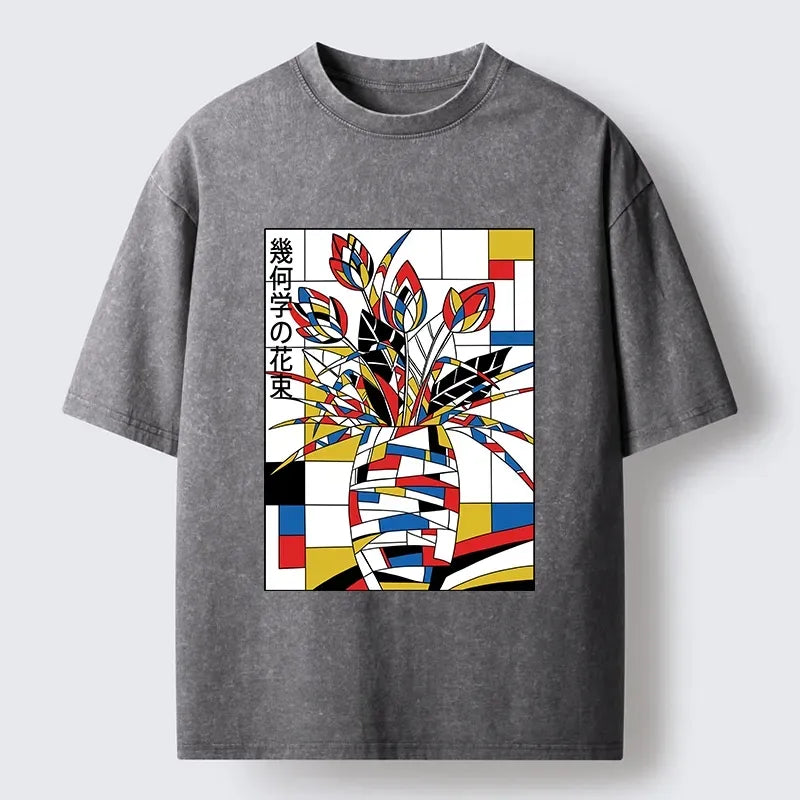 Trendy Geometric Tulip Washed T-Shirt