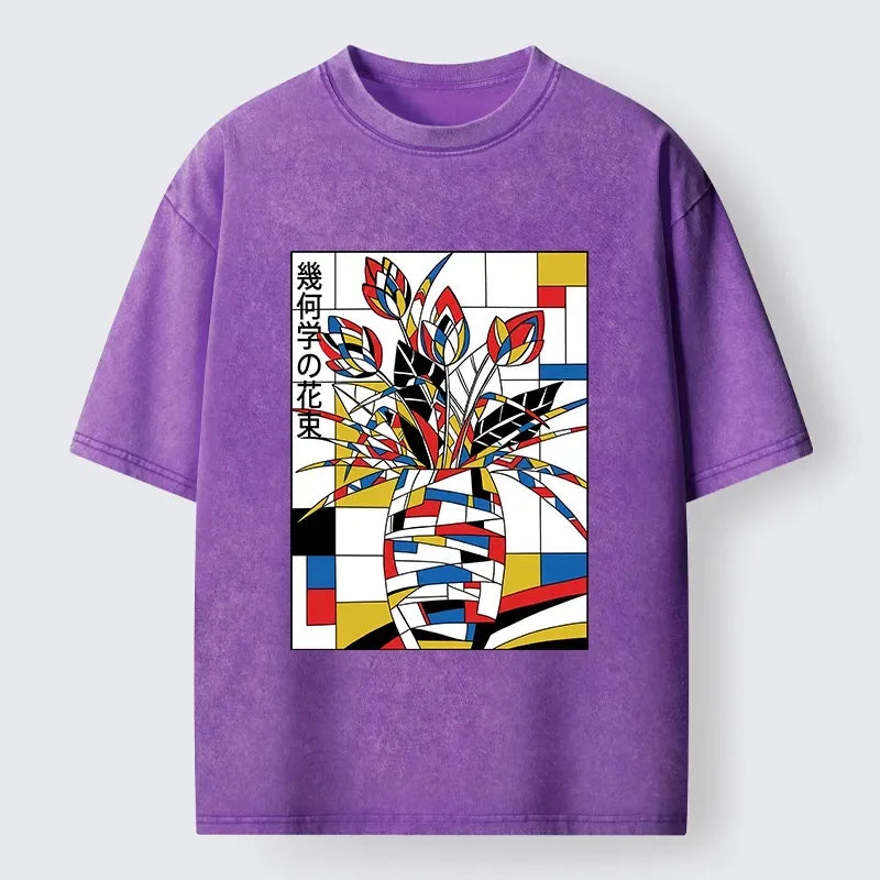 Trendy Geometric Tulip Washed T-Shirt