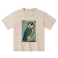 Kyoto-Lion Vintage Owl Woodblock Art Kids Washed T-Shirt