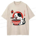 Washed Japanese Cat Tee for Daily Wear
