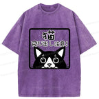 Kyoto-Lion Be Careful Of Cats Flying Out Washed T-Shirt