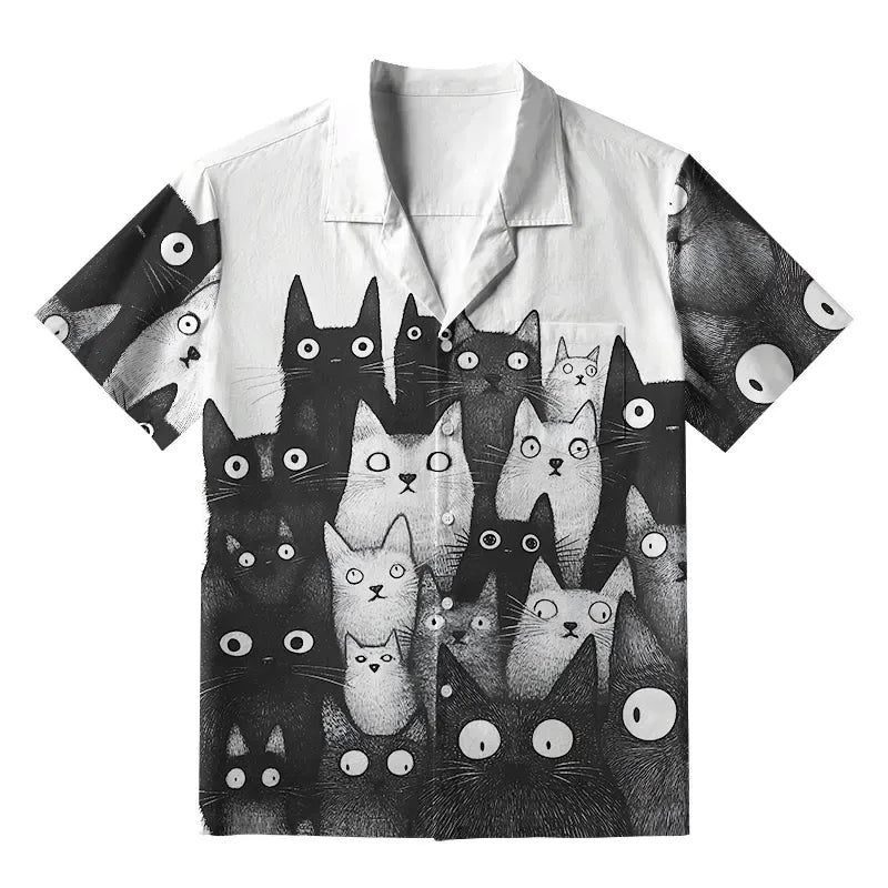 Japanese Funny Cat Hawaiian Shirt