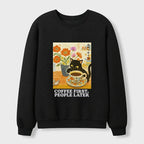 Kyoto-Lion Kitten Drinks Coffee First Waffle Sweatshirt