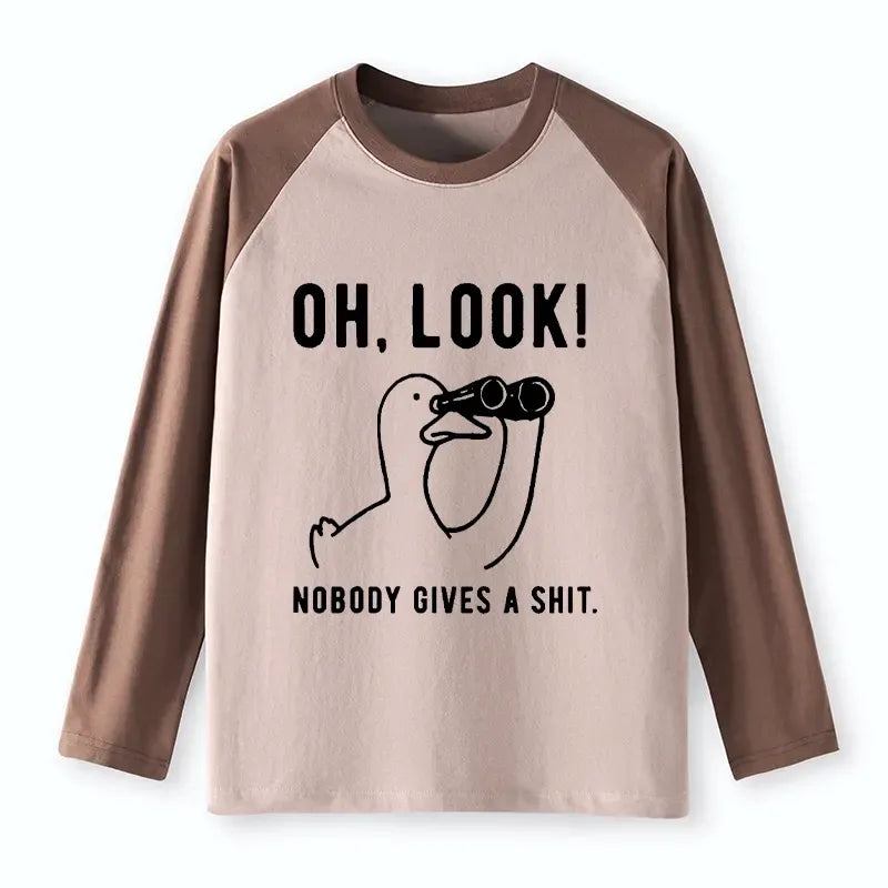 Kyoto-Lion No One Cares About The Duck Raglan Long Sleeve T-shirt