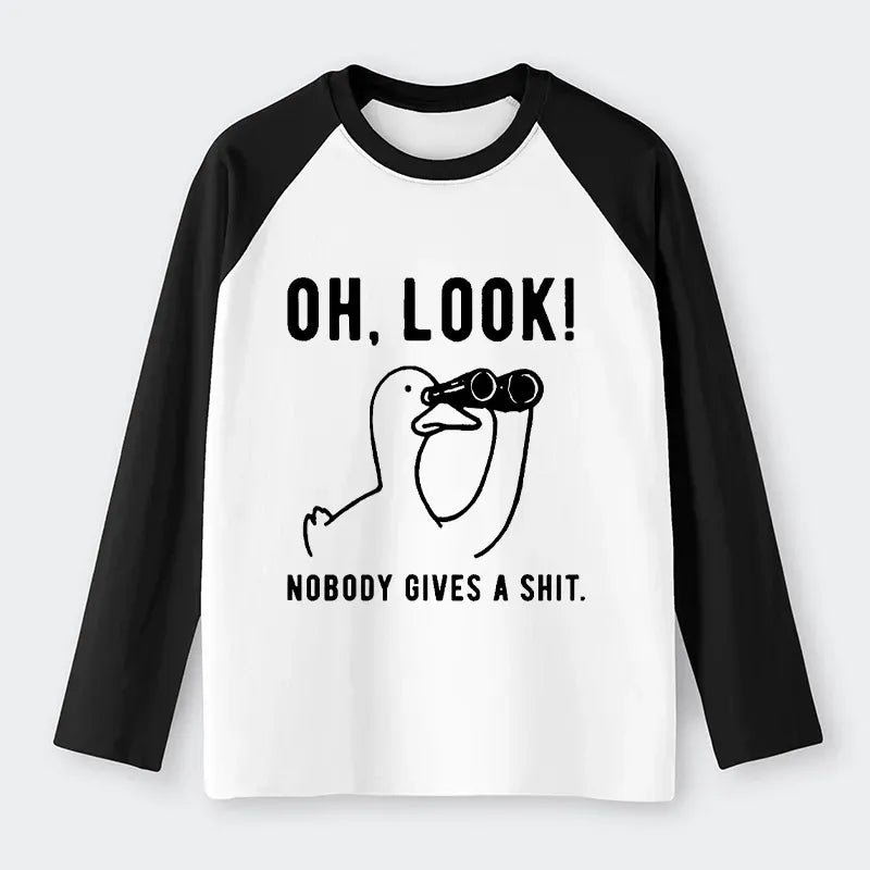 Kyoto-Lion No One Cares About The Duck Raglan Long Sleeve T-shirt