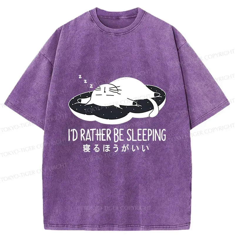 Kyoto-Lion I'd Rather Sleep Washed T-Shirt