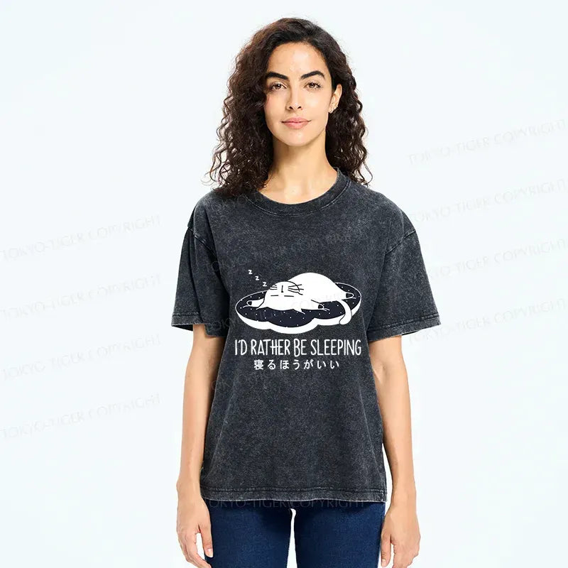 Kyoto-Lion I'd Rather Sleep Washed T-Shirt