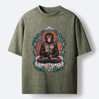Kyoto-Lion Zen Monkey Art Washed T-Shirt