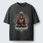 Kyoto-Lion Zen Monkey Art Washed T-Shirt