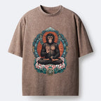 Kyoto-Lion Zen Monkey Art Washed T-Shirt