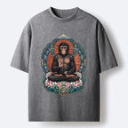 Kyoto-Lion Zen Monkey Art Washed T-Shirt