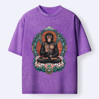 Kyoto-Lion Zen Monkey Art Washed T-Shirt