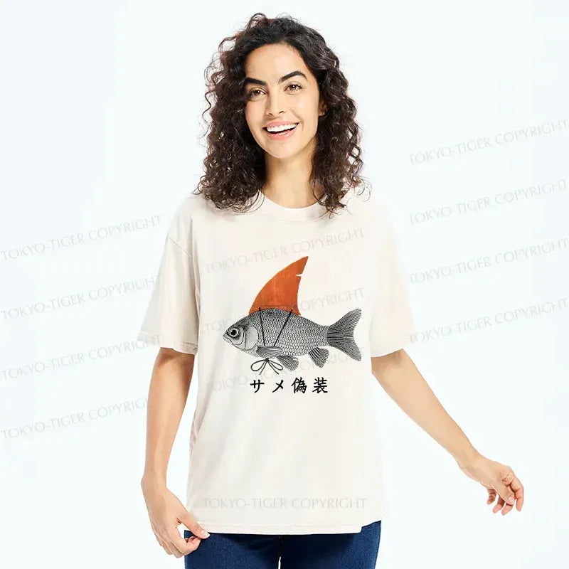Japanese vintage washed t-shirt for daily wear