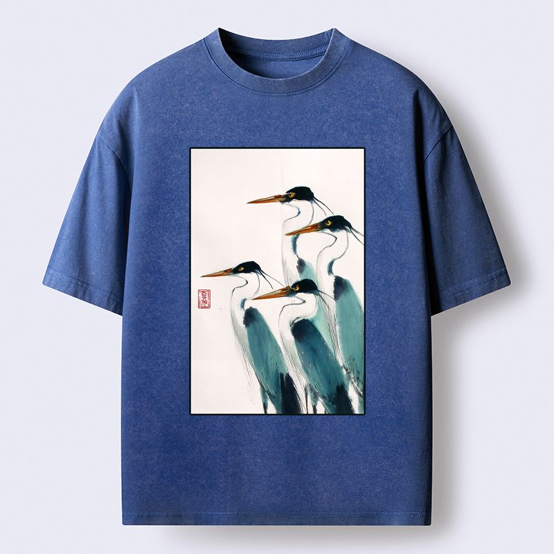 Japanese Vintage Washed T-Shirt for Daily Wear