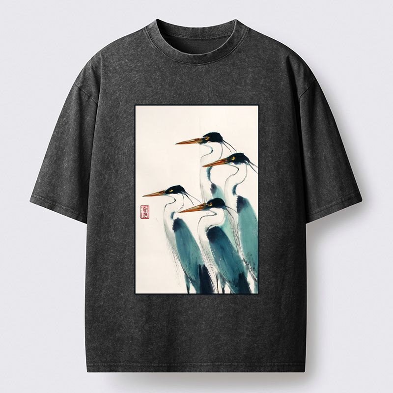 Japanese Vintage Washed T-Shirt for Daily Wear