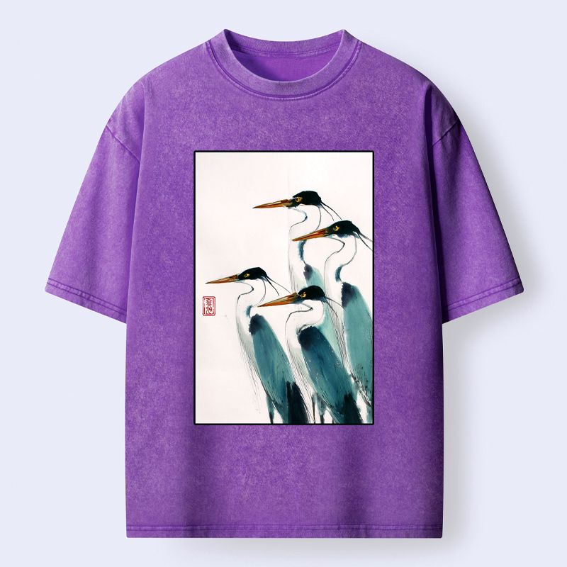 Kyoto-Lion Standing Herons Washed T-Shirt