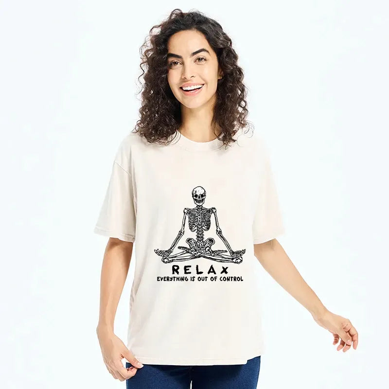 Kyoto lion skeleton meditating t-shirt for daily wear