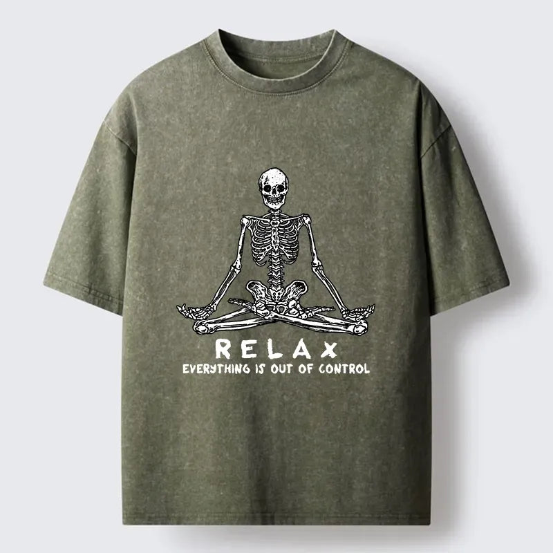 Kyoto lion skeleton meditating t-shirt for daily wear