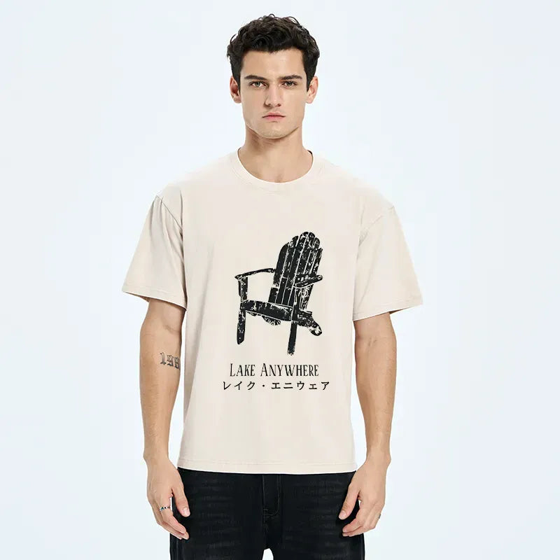Ukiyo-e Style Washed Tee Free Shipping
