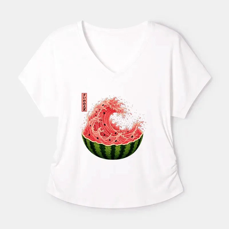 Watermelon Art Dolman Sleeve T-Shirt for Women