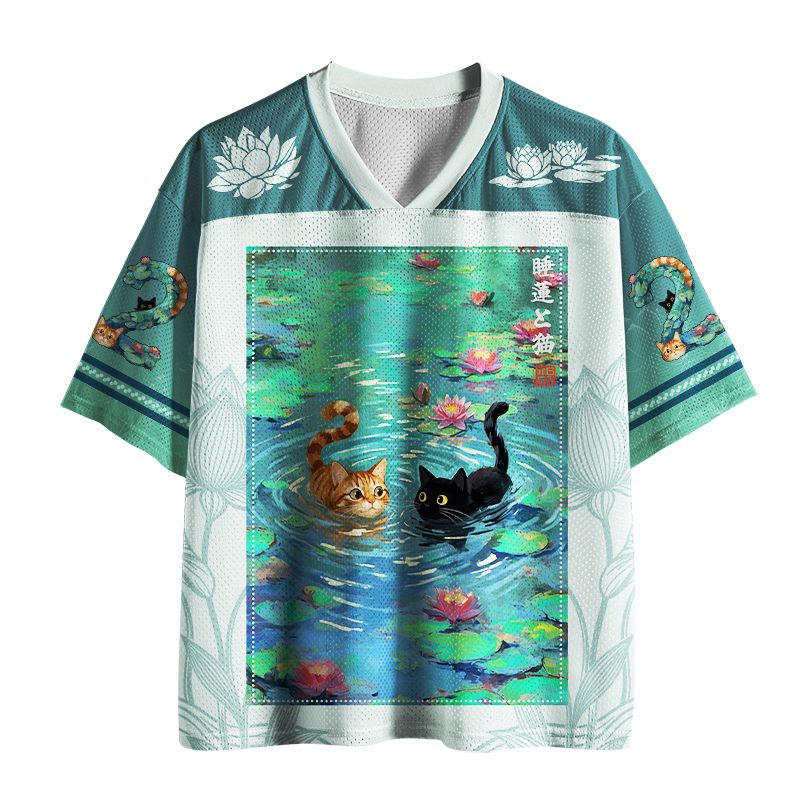 Kyoto-Lion Water Lily & Cat #22 Mesh Jersey