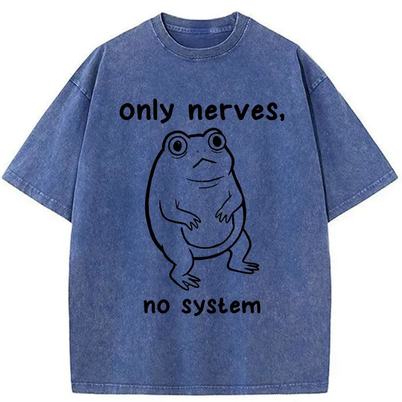 Frog Meme Washed T-Shirt for Daily Wear
