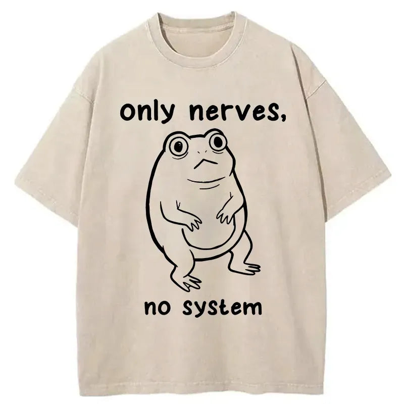 Frog Meme Washed T-Shirt for Daily Wear