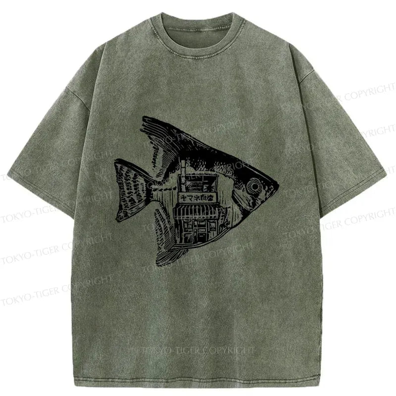 Kyoto lion grilled fish vintage tee