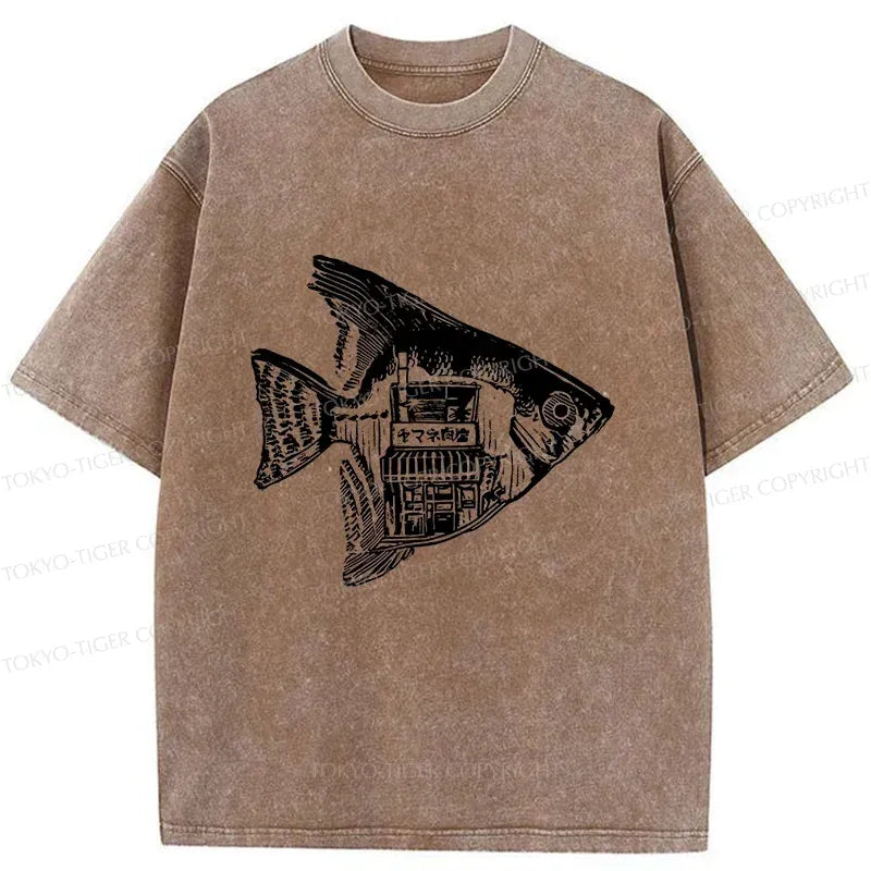 Kyoto lion grilled fish vintage tee