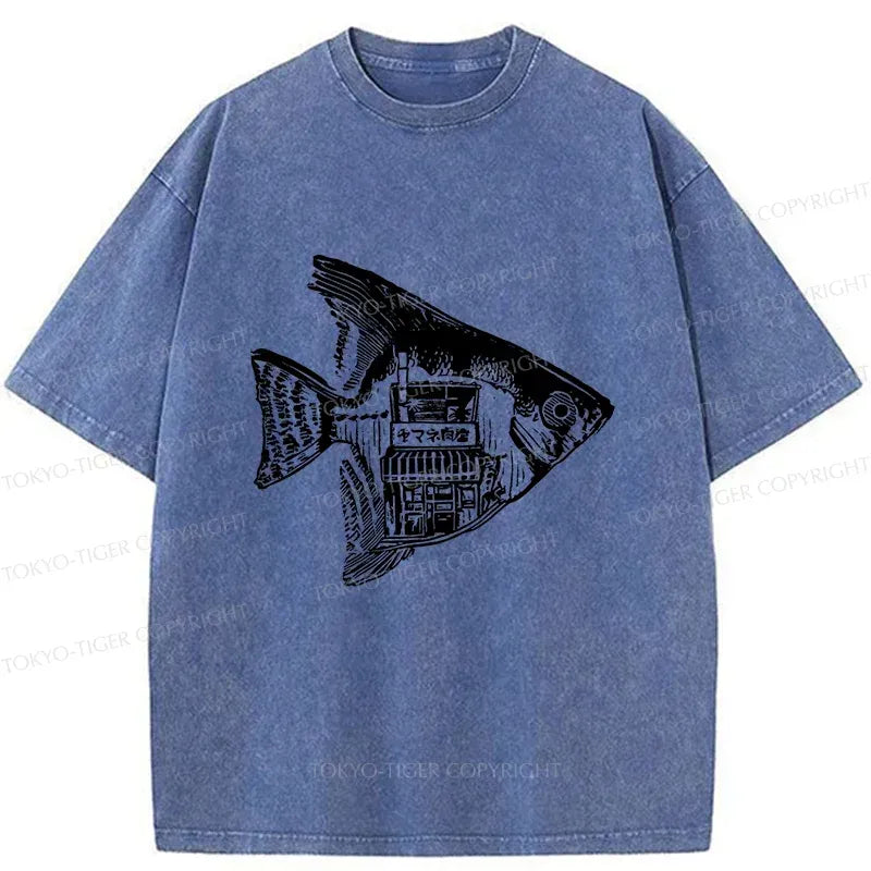 Kyoto lion grilled fish vintage tee