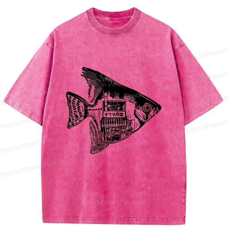 Kyoto-Lion Grilled Fish Restaurant Washed T-Shirt