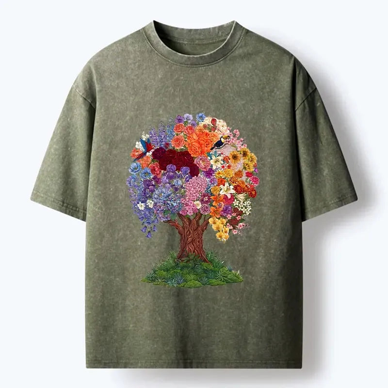 Washed Japanese Art T-Shirt for Casual Daily