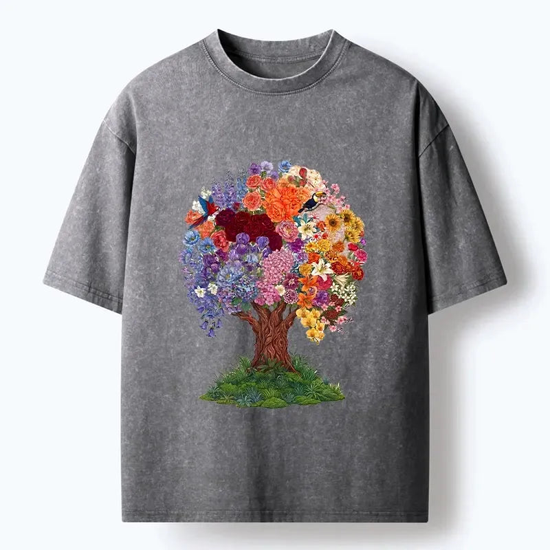 Washed Japanese Art T-Shirt for Casual Daily
