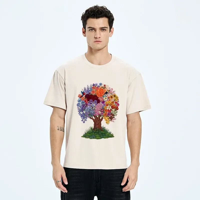 Washed Japanese Art T-Shirt for Casual Daily