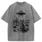 Japanese vintage cat t-shirt on sale