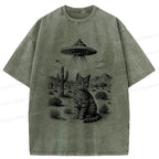 Japanese vintage cat t-shirt on sale