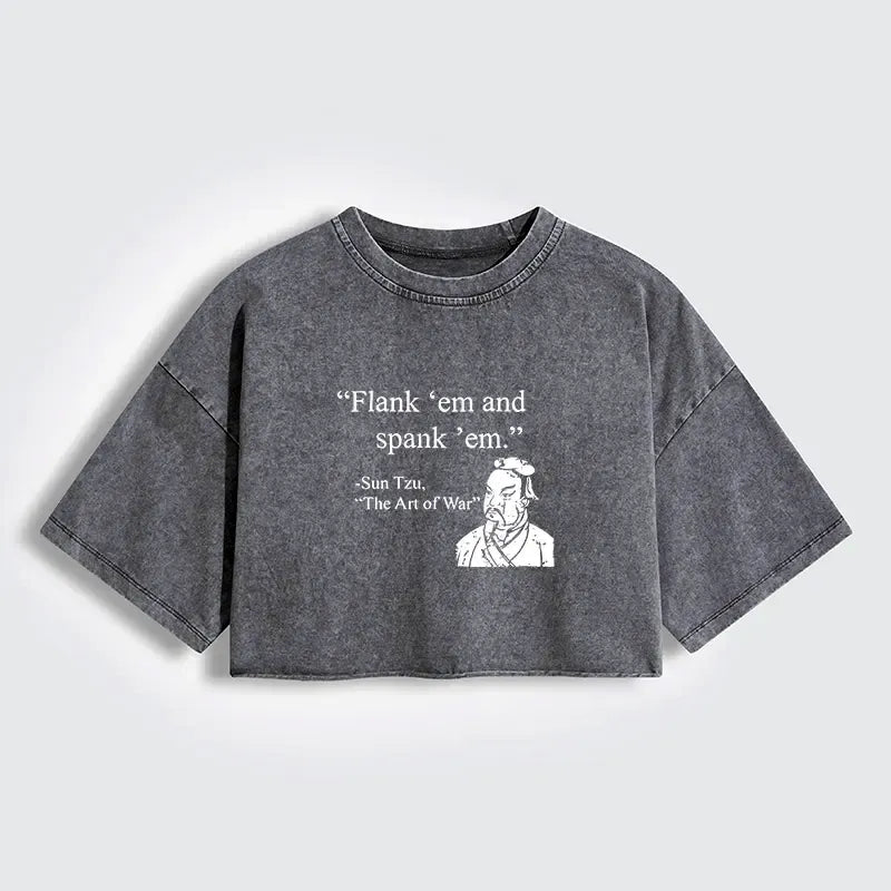 Funny washed crop t-shirt for casual wear