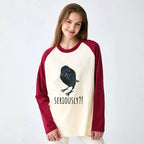 Kyoto-Lion Raven's Question Raglan Long Sleeve T-shirt