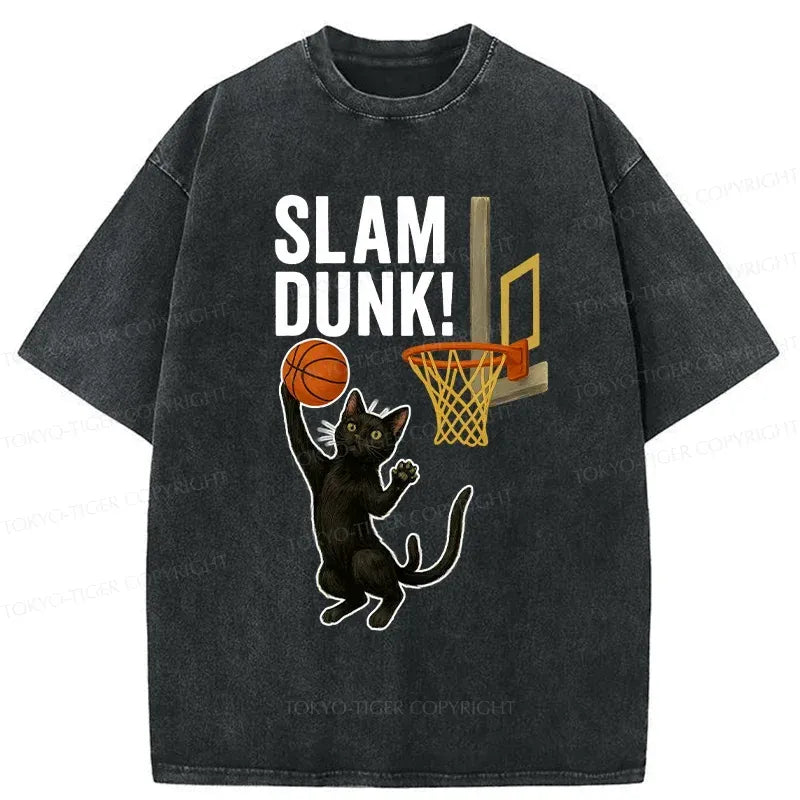 Washed Black Cat T-Shirt for Daily Wear