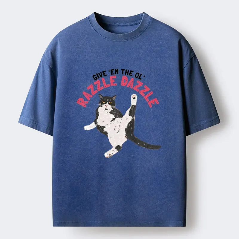 Kyoto-Lion Cute Tuxedo Cat Washed T-Shirt