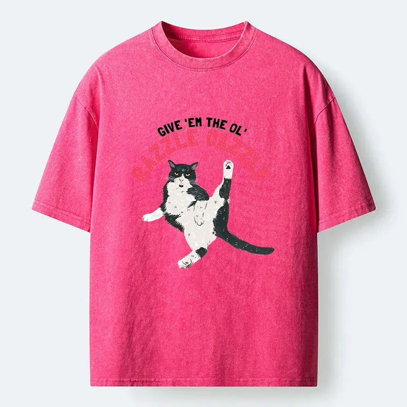 Cute Tuxedo Cat Washed T-Shirt