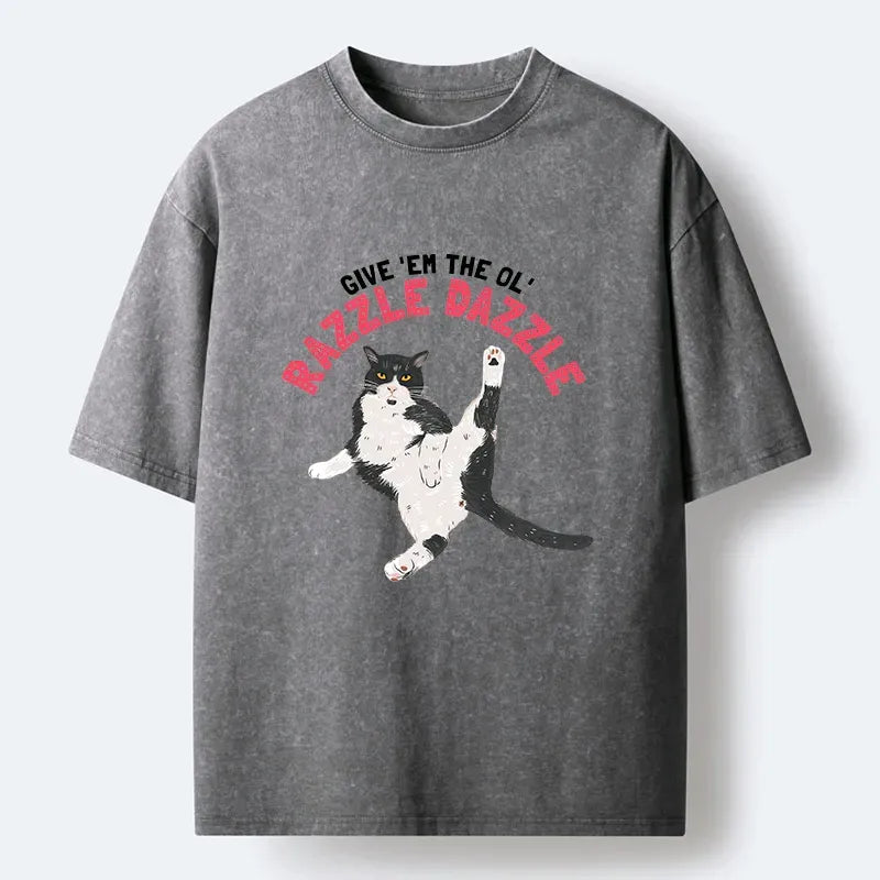 Cute Tuxedo Cat Washed T-Shirt
