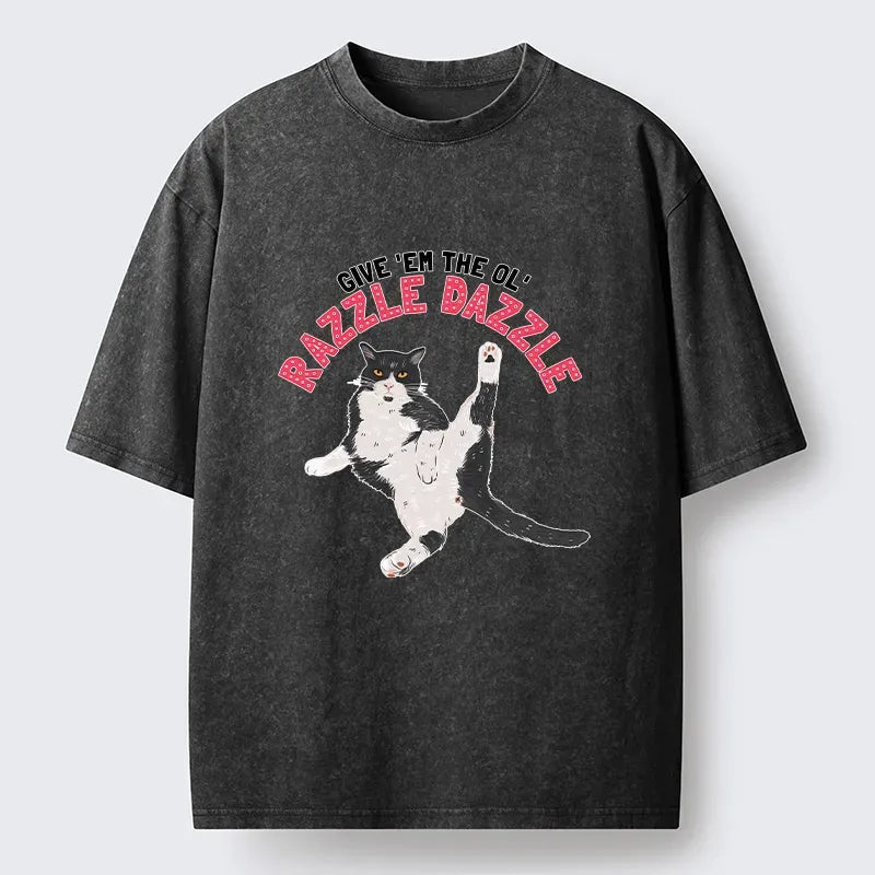 Kyoto-Lion Cute Tuxedo Cat Washed T-Shirt