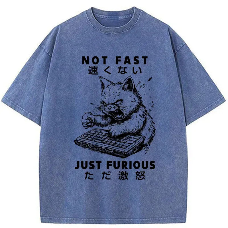 Kyoto-Lion Not Fast Just Furious Washed T-Shirt