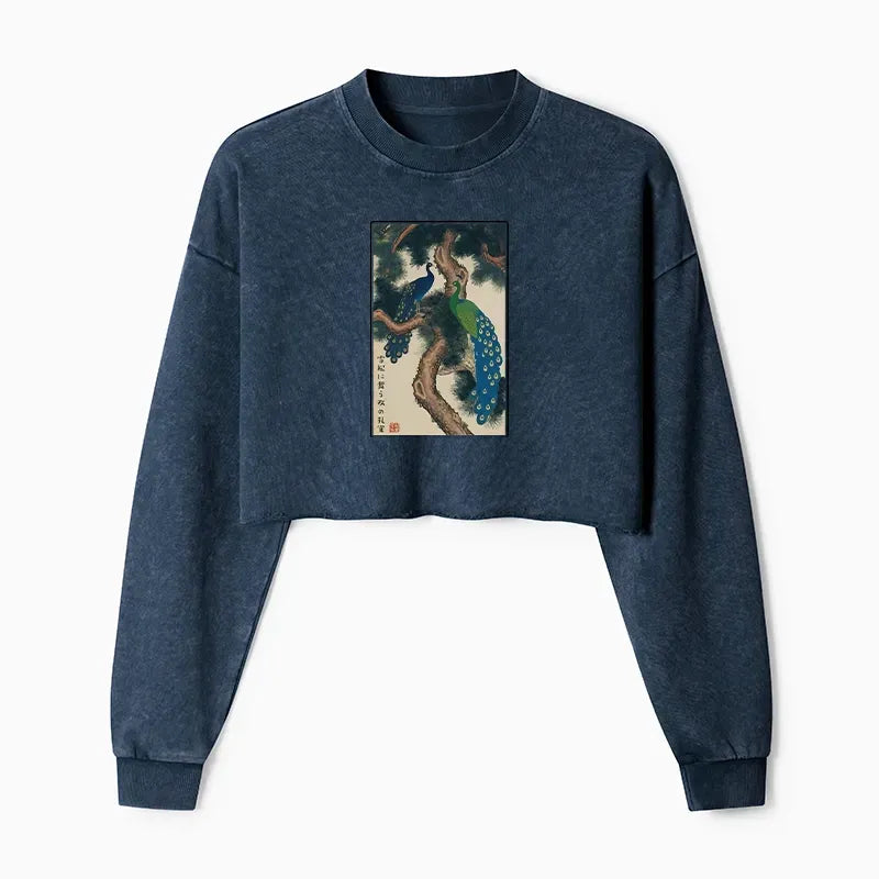 Japanese Vintage Crop Sweatshirt for Women