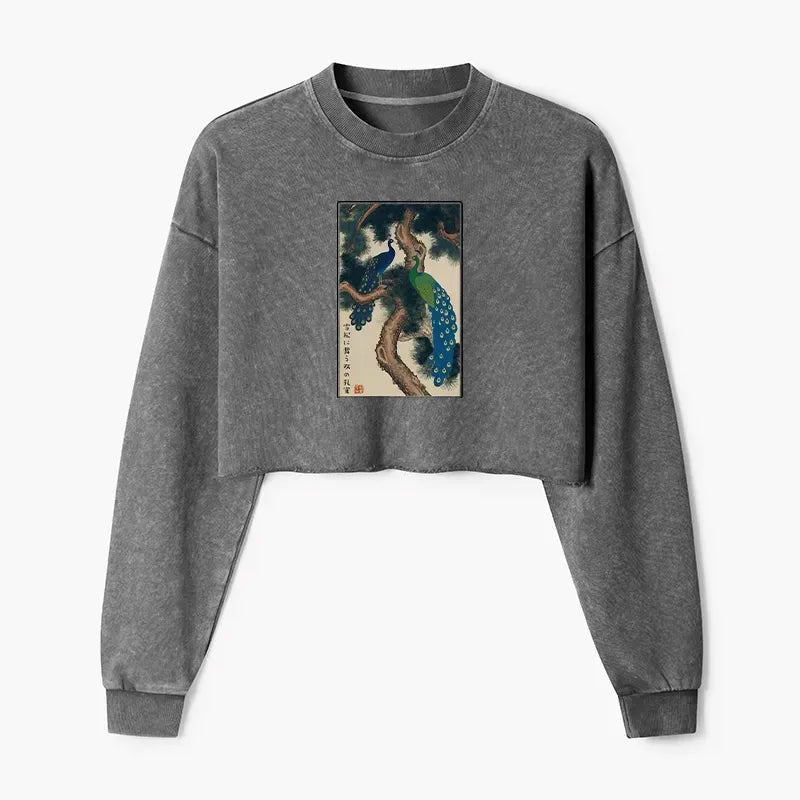 Snowy Pines Peacock Sweatshirt Spring Gift
