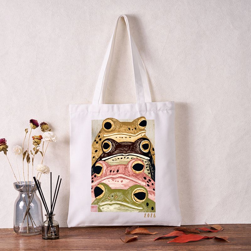 Whimsical Multi Colored Frog Tote Bag for Casual