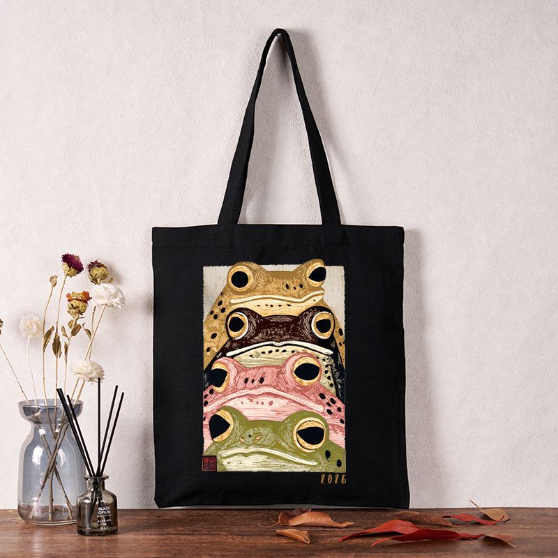 Whimsical Multi Colored Frog Tote Bag for Casual