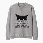 Kyoto-Lion Control Freak Funny Washed Terry Sweatshirt