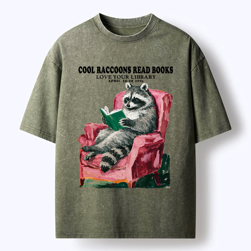 Cool Raccoon Washed T-Shirt for Daily Wear